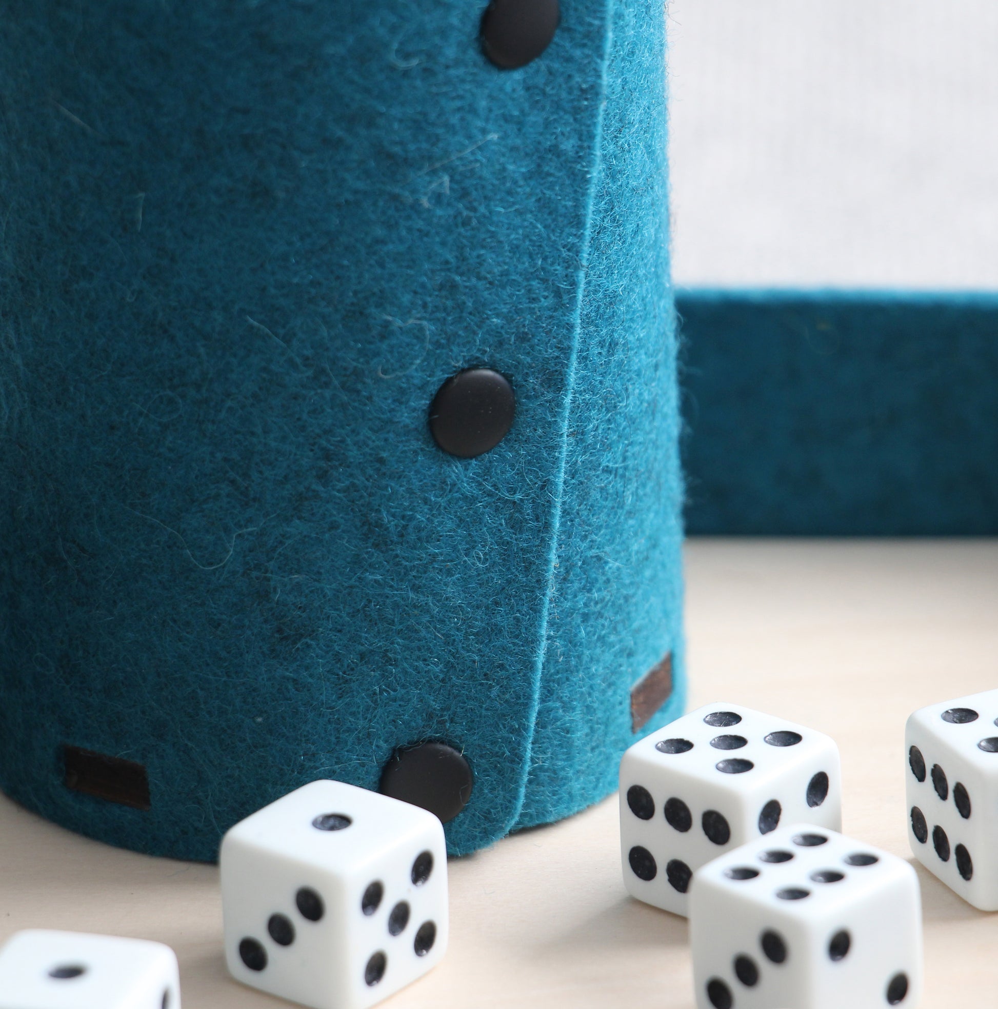 Handmade Felt Dice Tray & Shaker Cup Set – Perfect for Tabletop Games - Curved Angles Studio