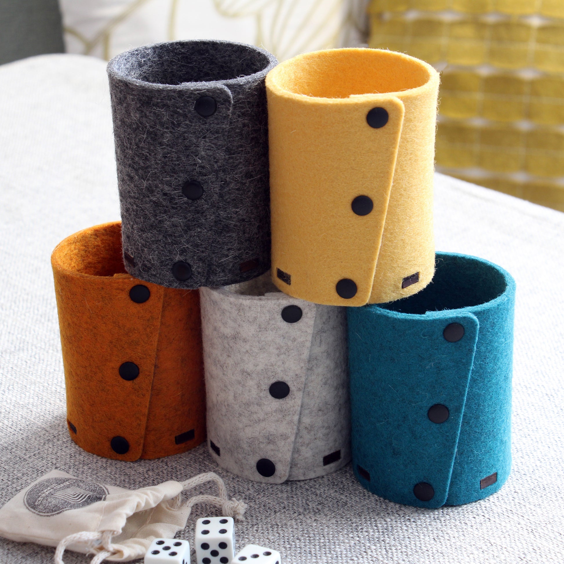 Handmade Felt Dice Tray & Shaker Cup Set – Perfect for Tabletop Games - Curved Angles Studio