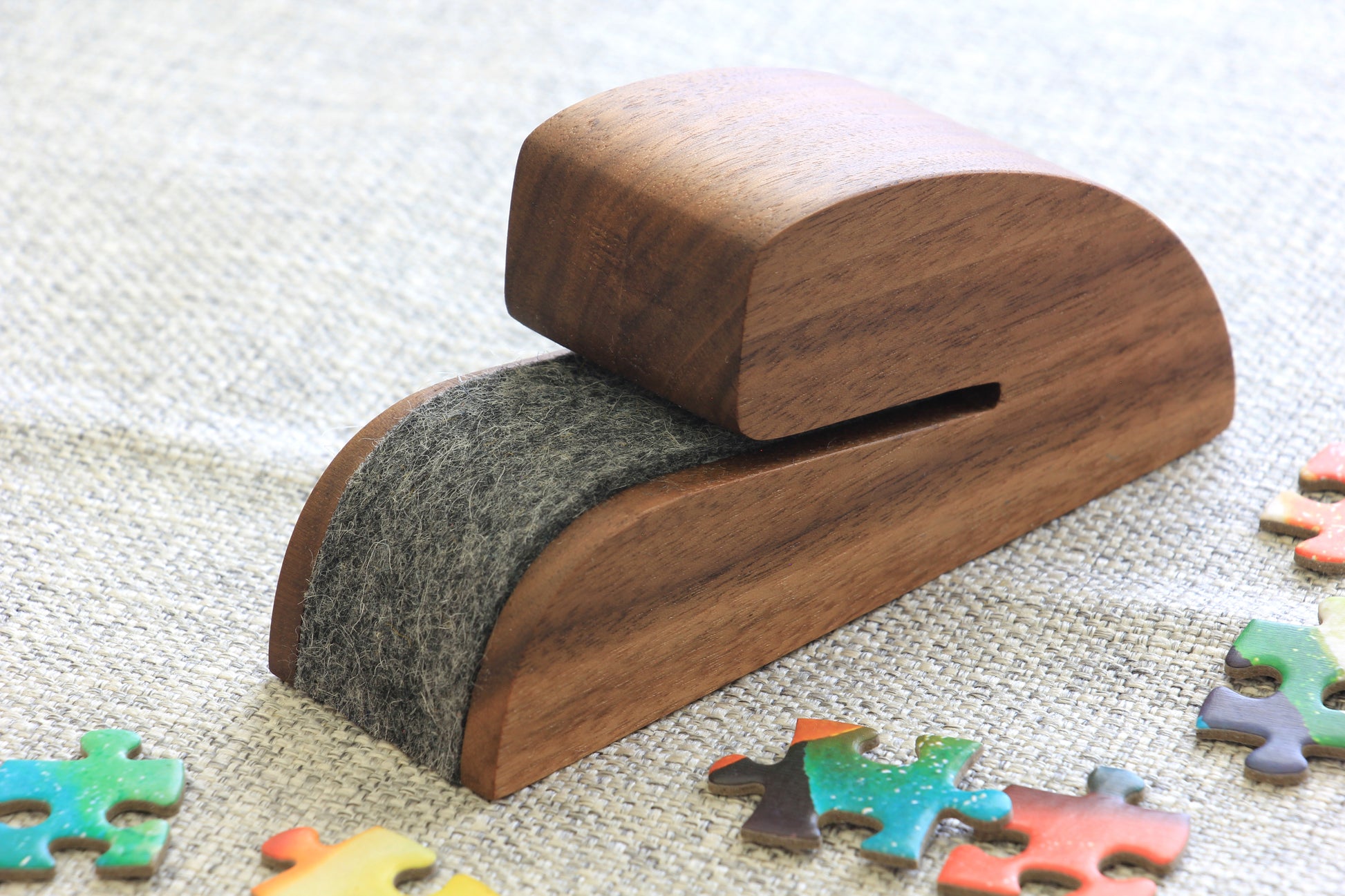 Personalized Wooden Puzzle Box Lid Stand – Premium Walnut Design - Curved Angles Studio