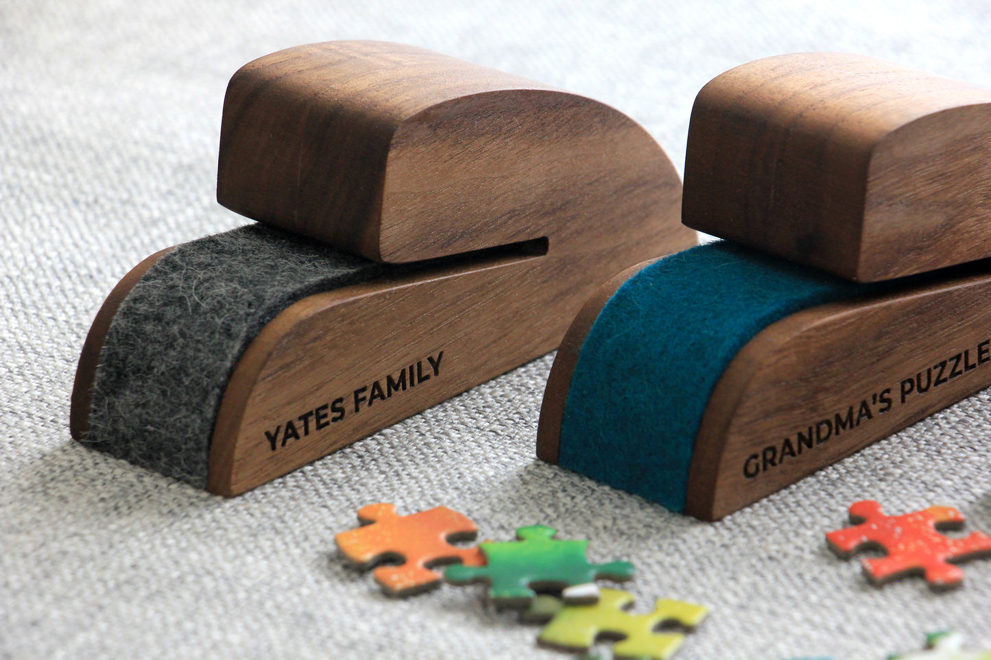 Personalized Wooden Puzzle Box Lid Stand – Premium Walnut Design - Curved Angles Studio