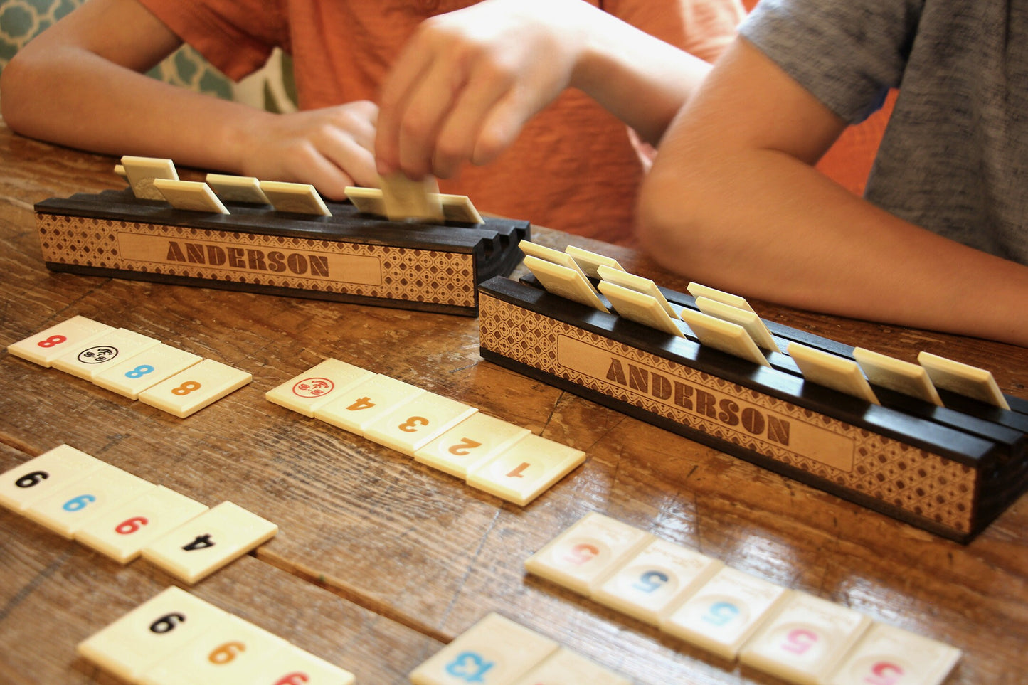 Personalized Wooden Domino & Rummikub Tile Holders – Set of 2