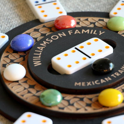 Personalized Mexican Train Domino Hub & Racks Set - Curved Angles Studio