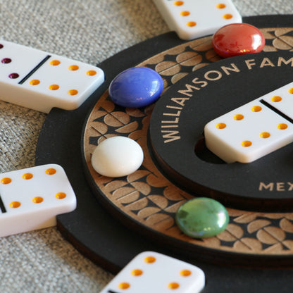 Personalized Mexican Train Domino Hub & Racks Set - Curved Angles Studio