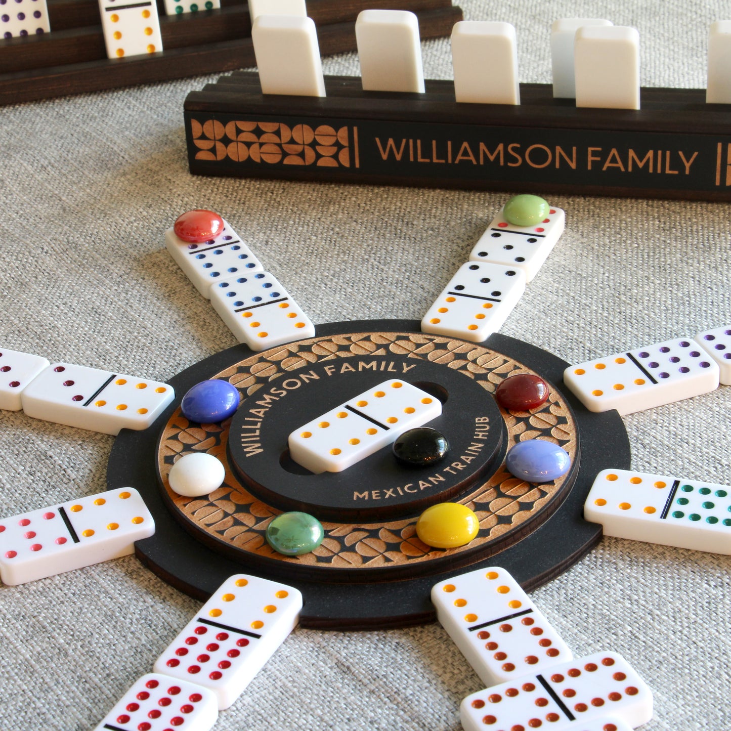 Personalized Mexican Train Domino Hub & Racks Set