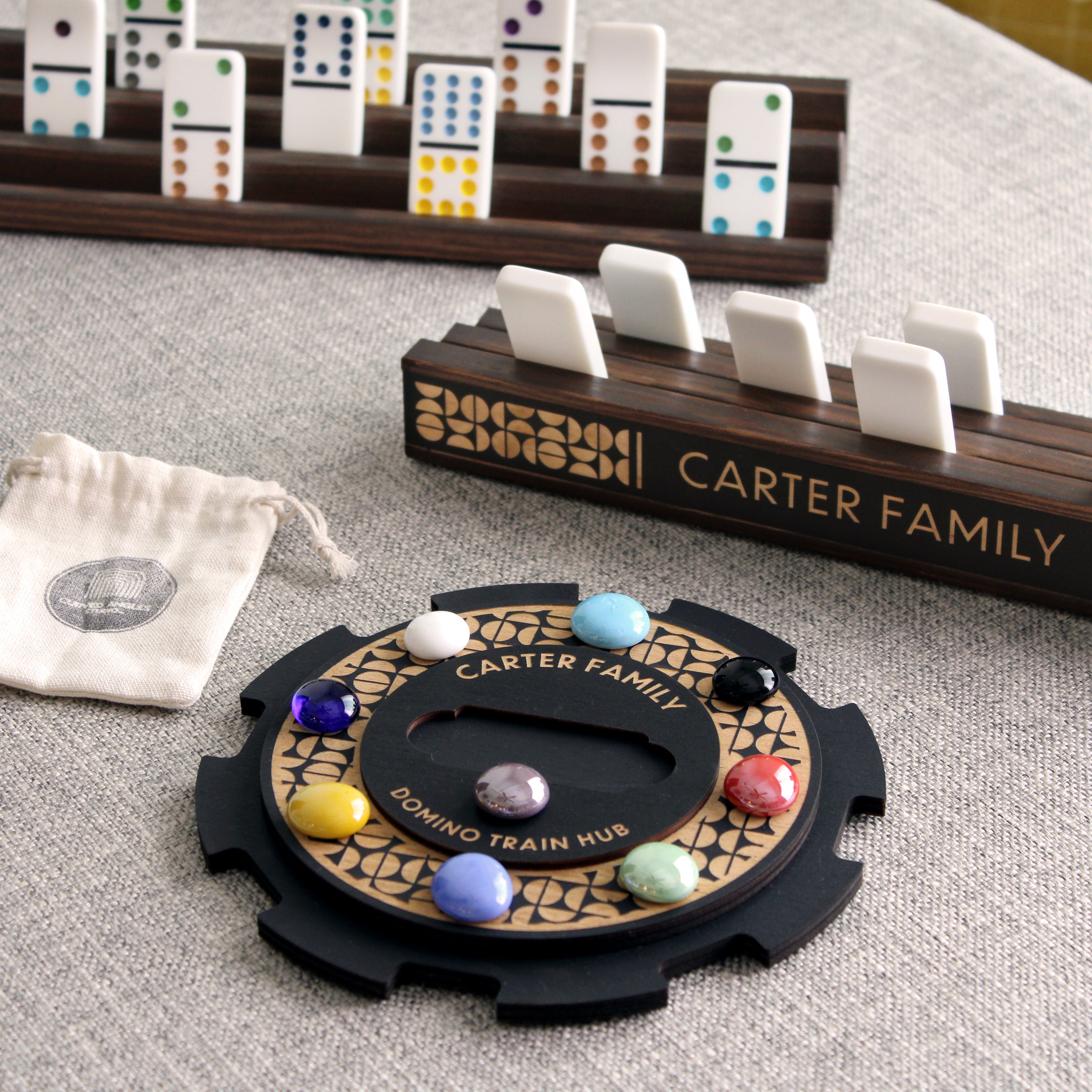 Personalized Mexican Train Hub & Rack Set – Curved Angles Studio