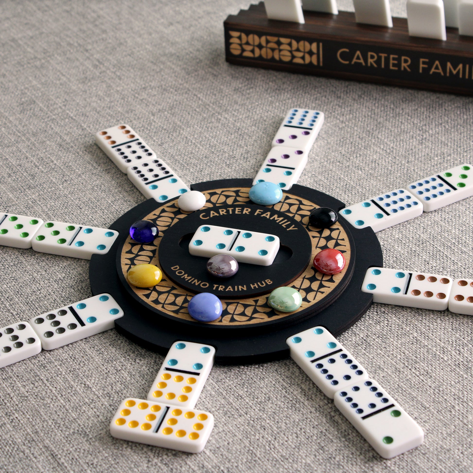 Personalized Mexican Train Domino Hub ONLY - Curved Angles Studio
