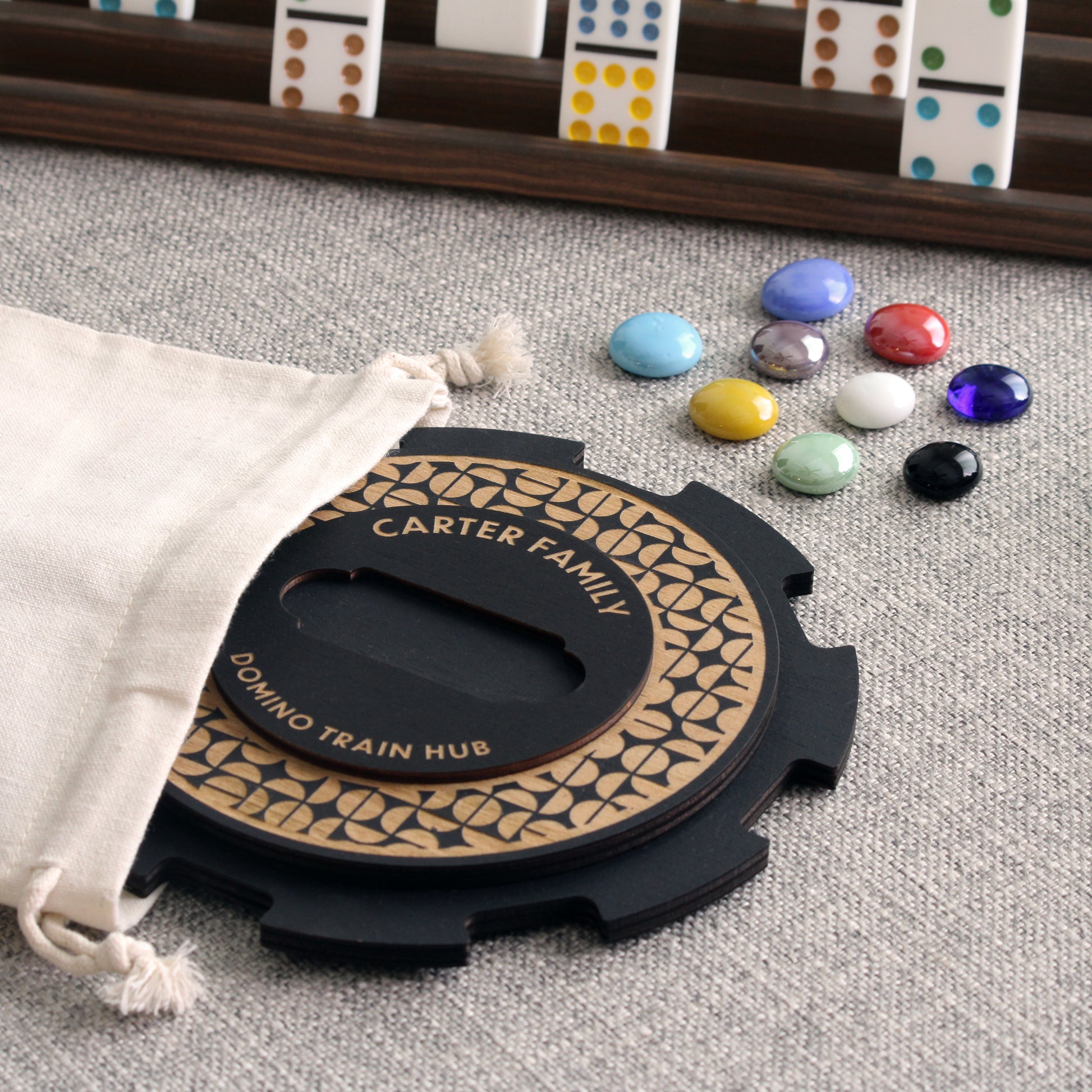 Personalized Mexican Train Domino Hub ONLY - Curved Angles Studio