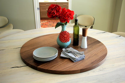 Handcrafted All - Walnut Lazy Susan – Elegant Dining Centerpiece - Curved Angles Studio