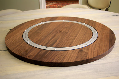 Handcrafted All - Walnut Lazy Susan – Elegant Dining Centerpiece - Curved Angles Studio