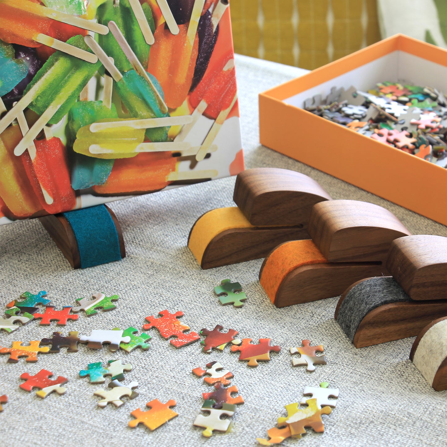 Personalized Wooden Puzzle Box Lid Stand – Premium Walnut Design