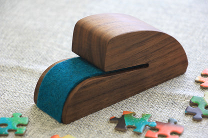 Personalized Wooden Puzzle Box Lid Stand – Premium Walnut Design