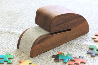 Personalized Wooden Puzzle Box Lid Stand – Premium Walnut Design
