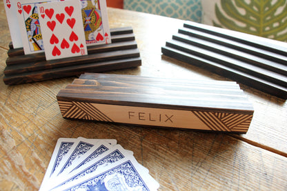 Personalized Playing Card Holders - Set of 2 - Curved Angles Studio