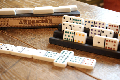 Personalized Wooden Domino & Rummikub Tile Holders – Set of 2 - Curved Angles Studio