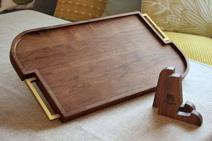 Personalized Walnut Charcuterie Board with Display Stands - Curved Angles Studio