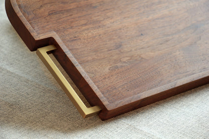 Personalized Walnut Charcuterie Board with Display Stands - Curved Angles Studio